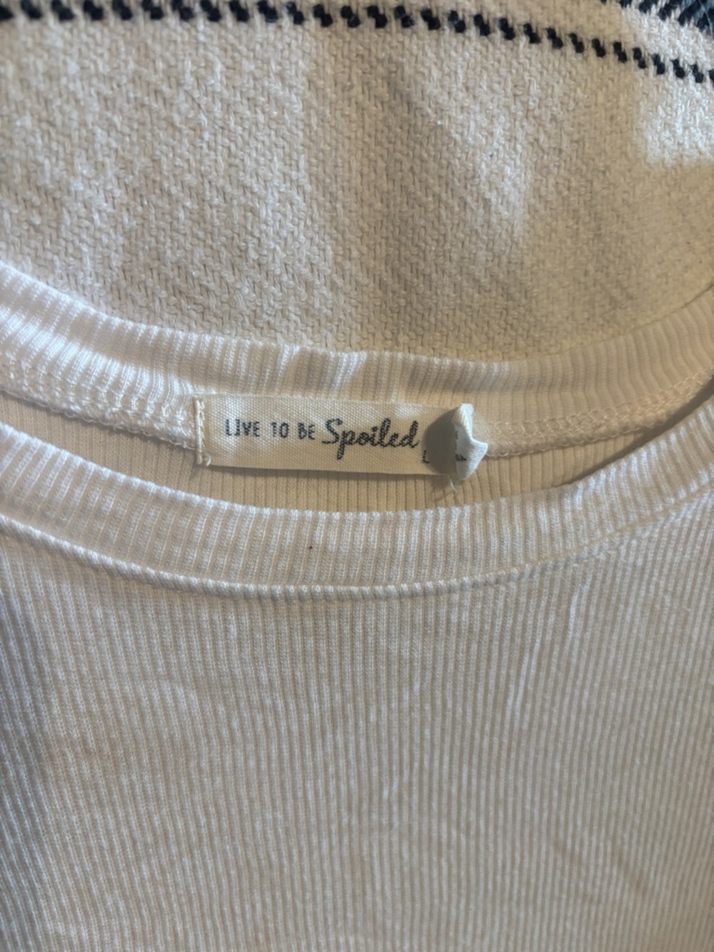 White Ribbed Crewneck Crop Tee - Picture 2 of 3